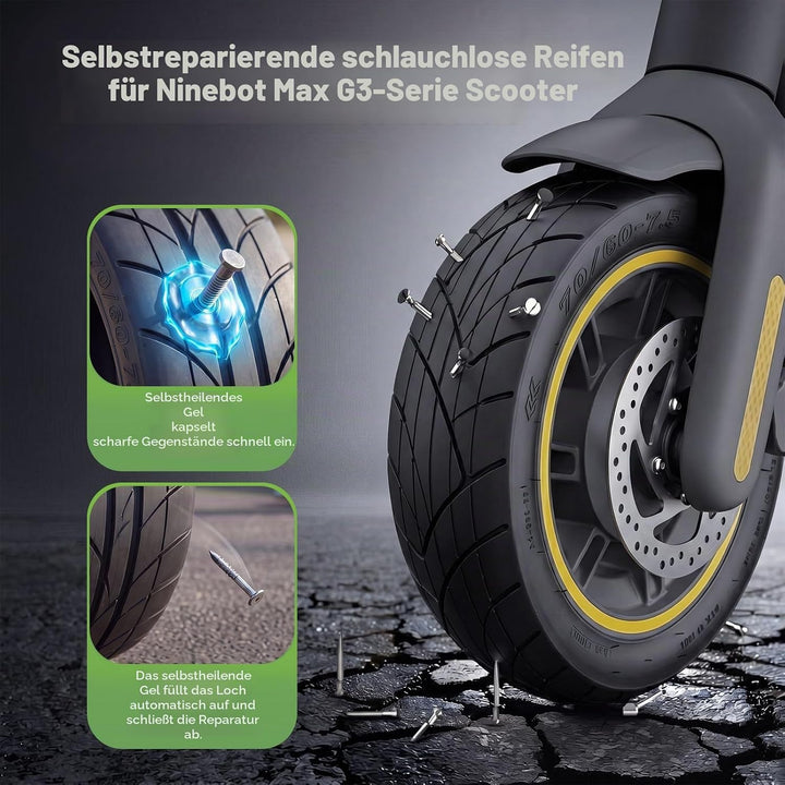 70/60-7.5 Reifen Tubeless für Segway Ninebot MAX G3 E Scooter Vakuumreifen | 11 Zoll Selbstheilender