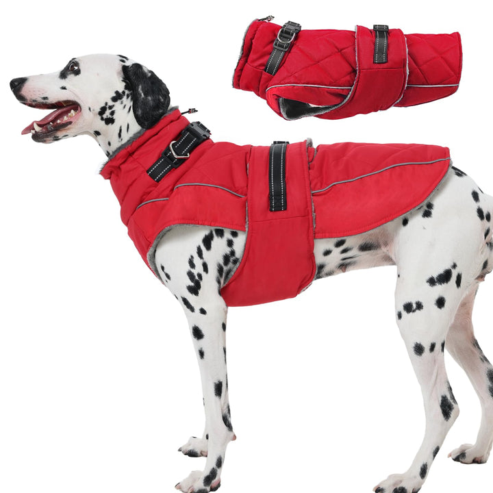 Wintermantel Hunde mit Gefüttert Hohem Kragen und Reflektierenden Streifen, Verstellbare Hundejacke