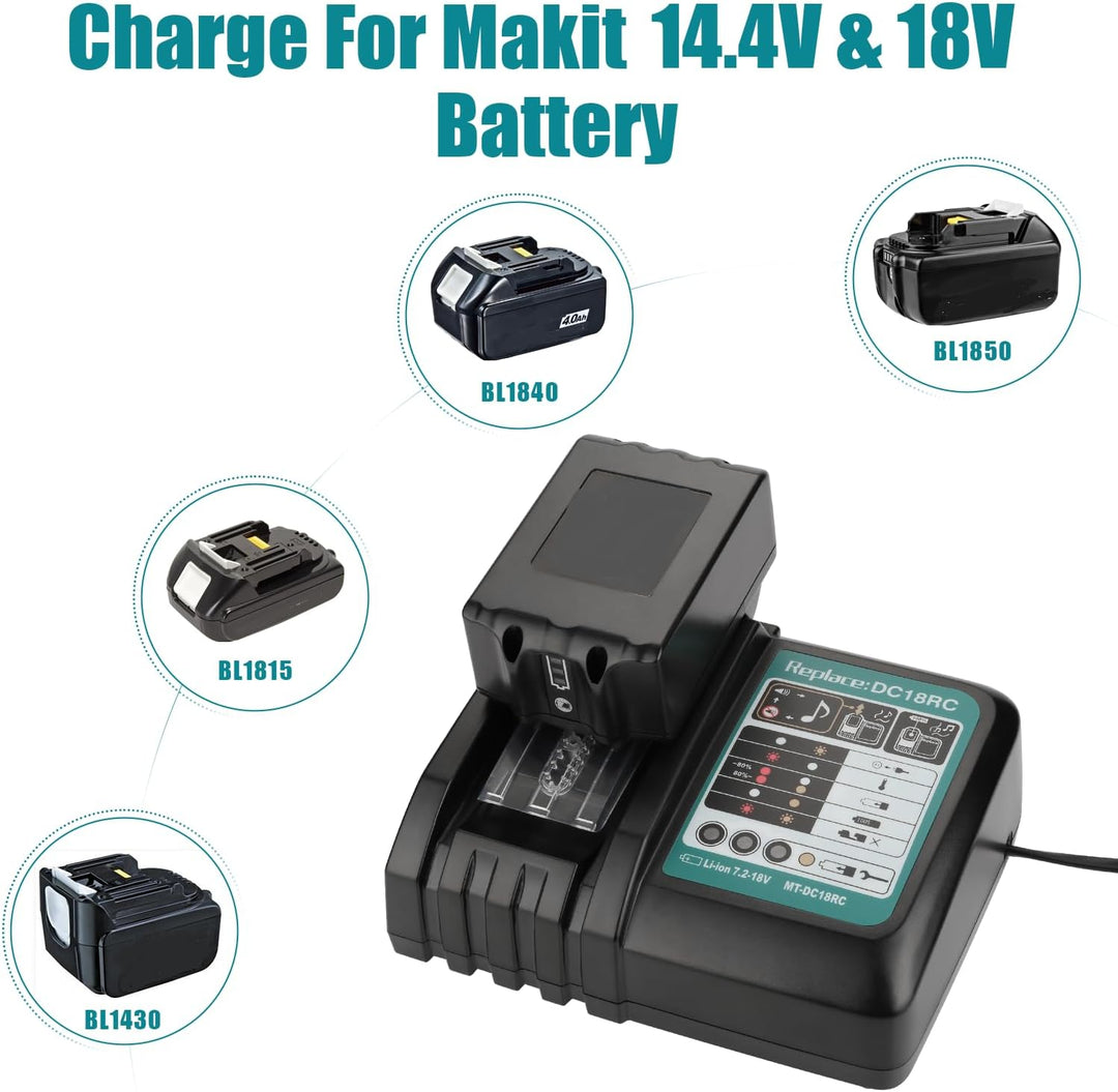 DC18RC 6A Ladegerät für Makita Ladegerät 18V DC18RD DC18SF Kompatibel mit Makita Akku 14,4V-18V BL18