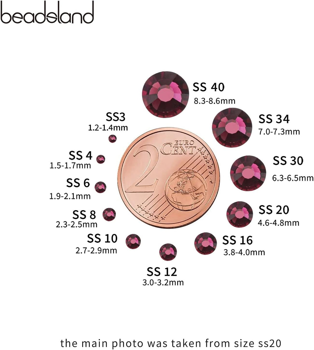Beadsland 288 Stück Amethyst Hotfix Strasssteine, Hitzefix Strasssteine zum Basteln, Hotfix Kristall