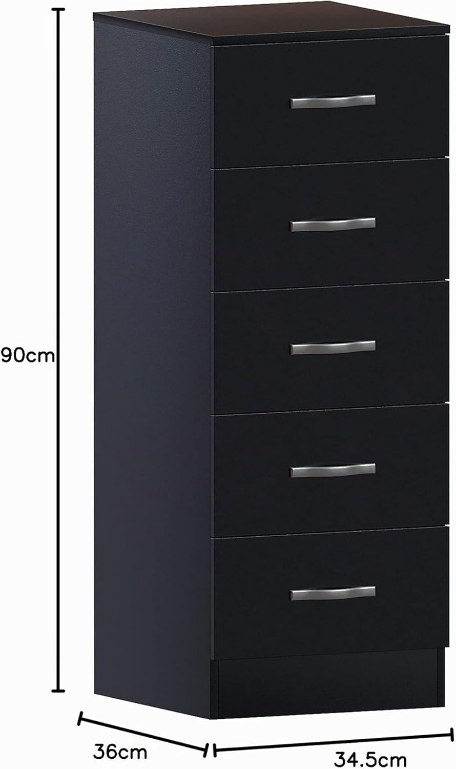 Vida Designs Brust Schmale Kommode, Schwarz, 36D x 34.5W x 90H centimetres, Schwarz