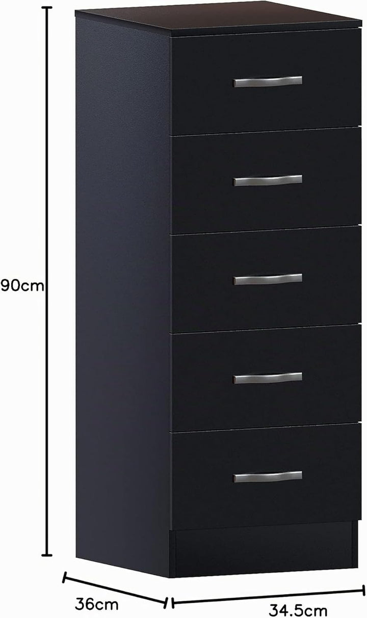 Vida Designs Brust Schmale Kommode, Schwarz, 36D x 34.5W x 90H centimetres, Schwarz