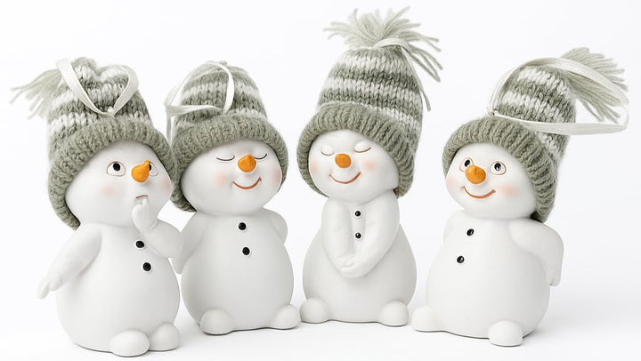 khevga Weihnachtsdeko Deko-Figuren Schneemann Anhänger grau im 4er Grau-hängend, Grau-hängend