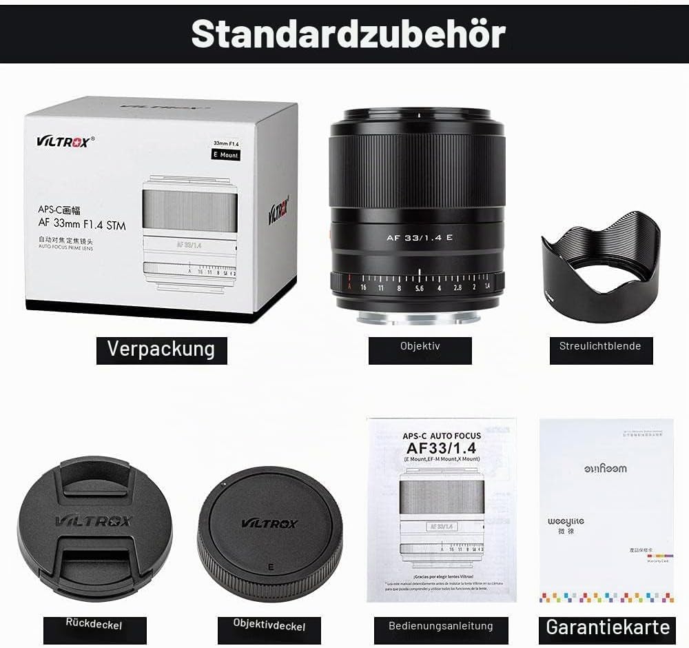 VILTROX 33mm F1.4 E Autofokus Objektiv APS-C Grosse Blende Augenfokus Prime Objektiv für Sony E-Moun