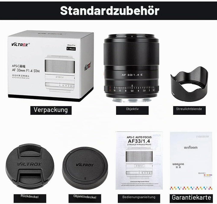 VILTROX 33mm F1.4 E Autofokus Objektiv APS-C Grosse Blende Augenfokus Prime Objektiv für Sony E-Moun