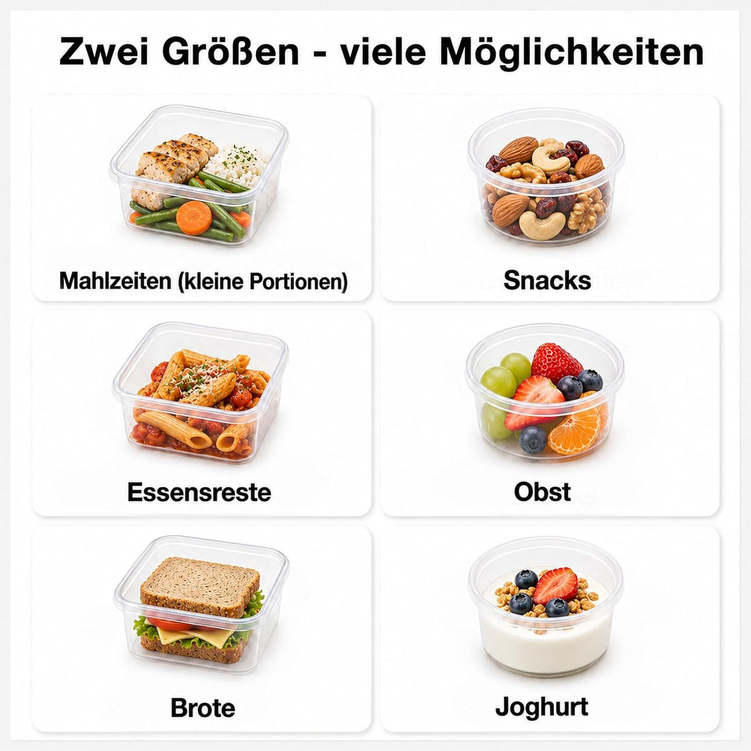 Haushaltszauber® Frischhaltedosen Set 13-teilig (5 runde & 8 quadratische) | Luftdichte Frischhalted