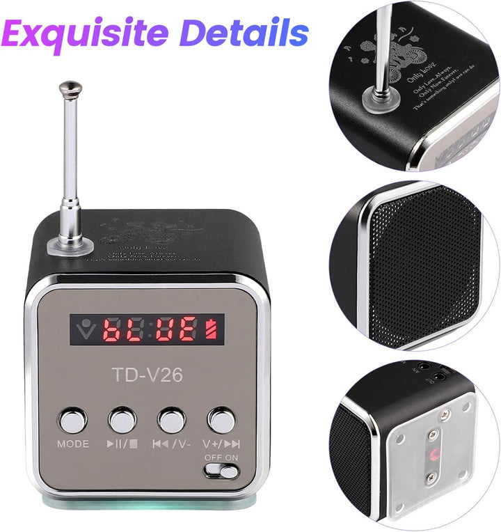 iplusmile Td-V26 Digital Lautsprecher Mini Lautsprecher Fm Radio Stereo Mp3 Mp4 Musikplayer Unterstü