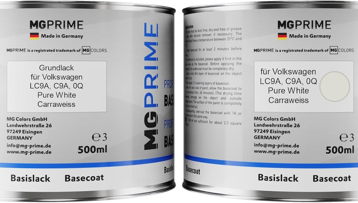 MG PRIME Autolack Set Dose spritzfertig für Volkswagen VW LC9A / C9A / 0Q Pure White/Carraweiss Grun