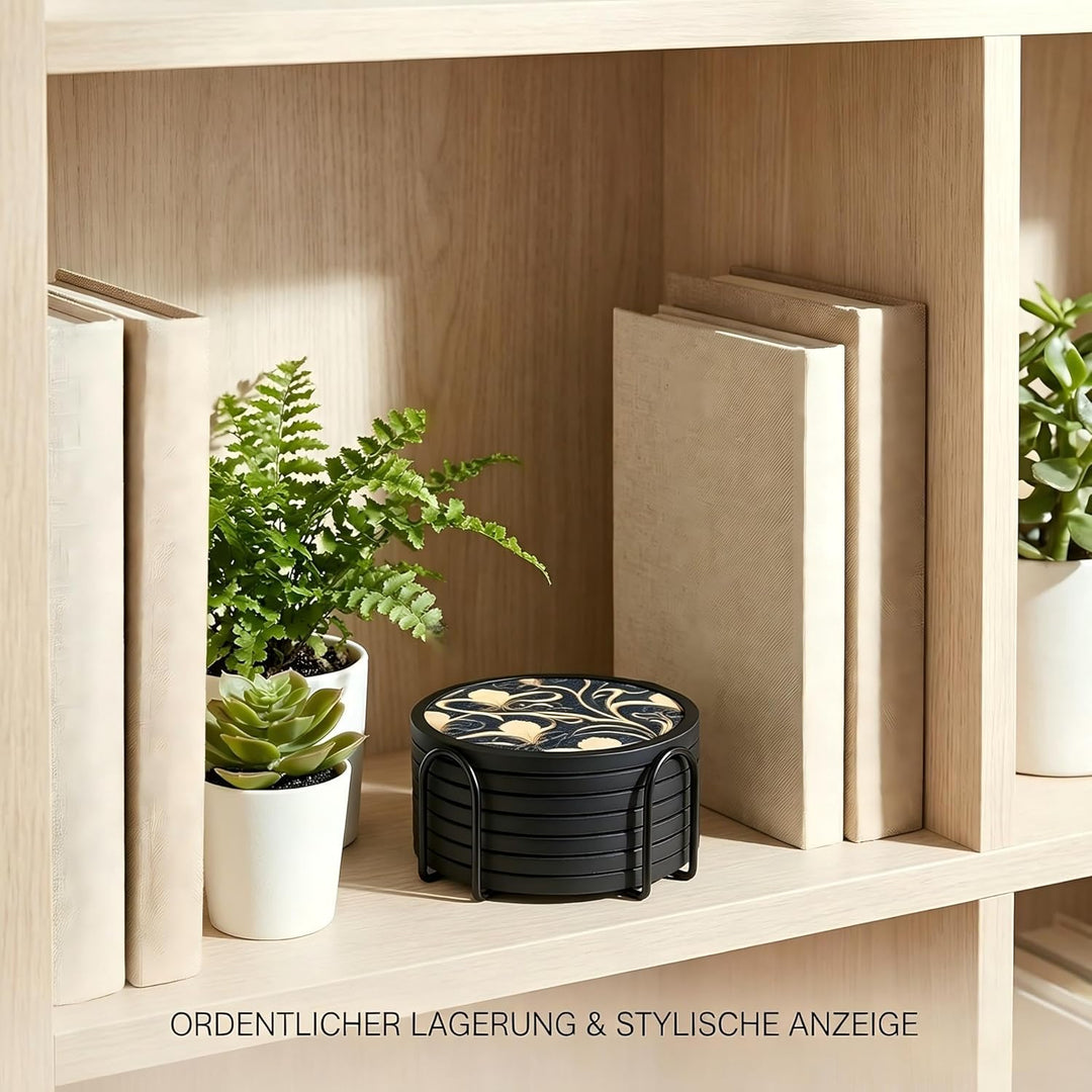 Silikon-Untersetzer Set 6 Stück - rutschfeste Getränkeuntersetzer mit 6 Saugfähigen Filzeinsätzen (Z