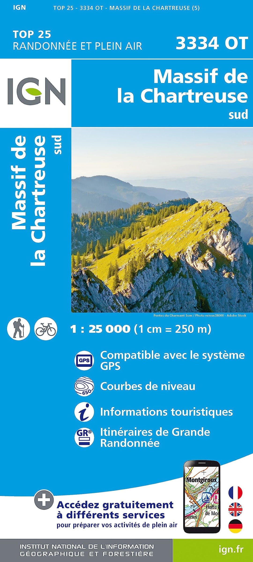 3334OT Massif Chartreuse Sud (TOP 25), Karte
