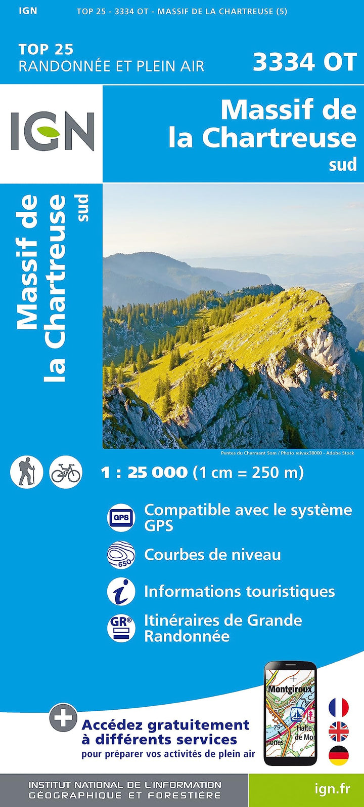 3334OT Massif Chartreuse Sud (TOP 25), Karte