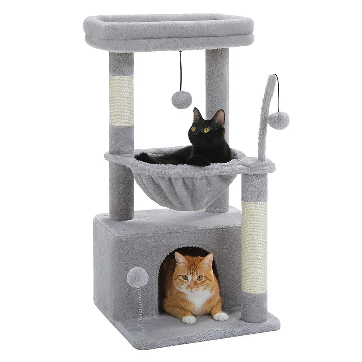 PAWZ Road Kleiner Katzenbaum für Indoor-Katzen mit Hängematte, Katzenturm mit Sisal-überzogenem Krat