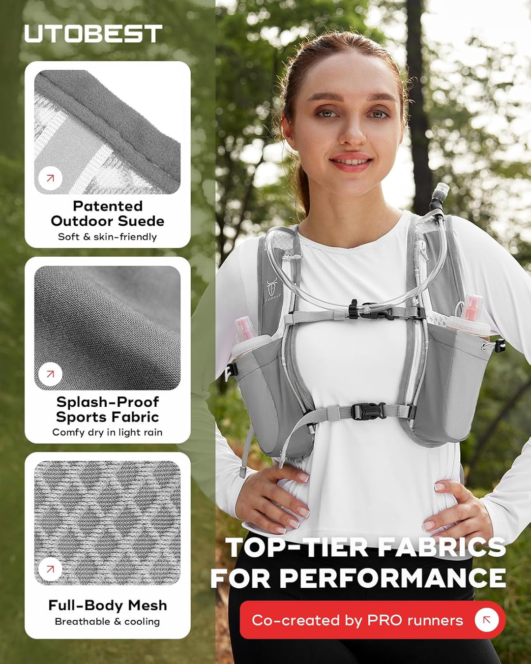 UTOBEST Trinkrucksack 5L, Laufweste, Herren Damen Ultraleicht Laufrucksack für Laufen, Marathon, Jog