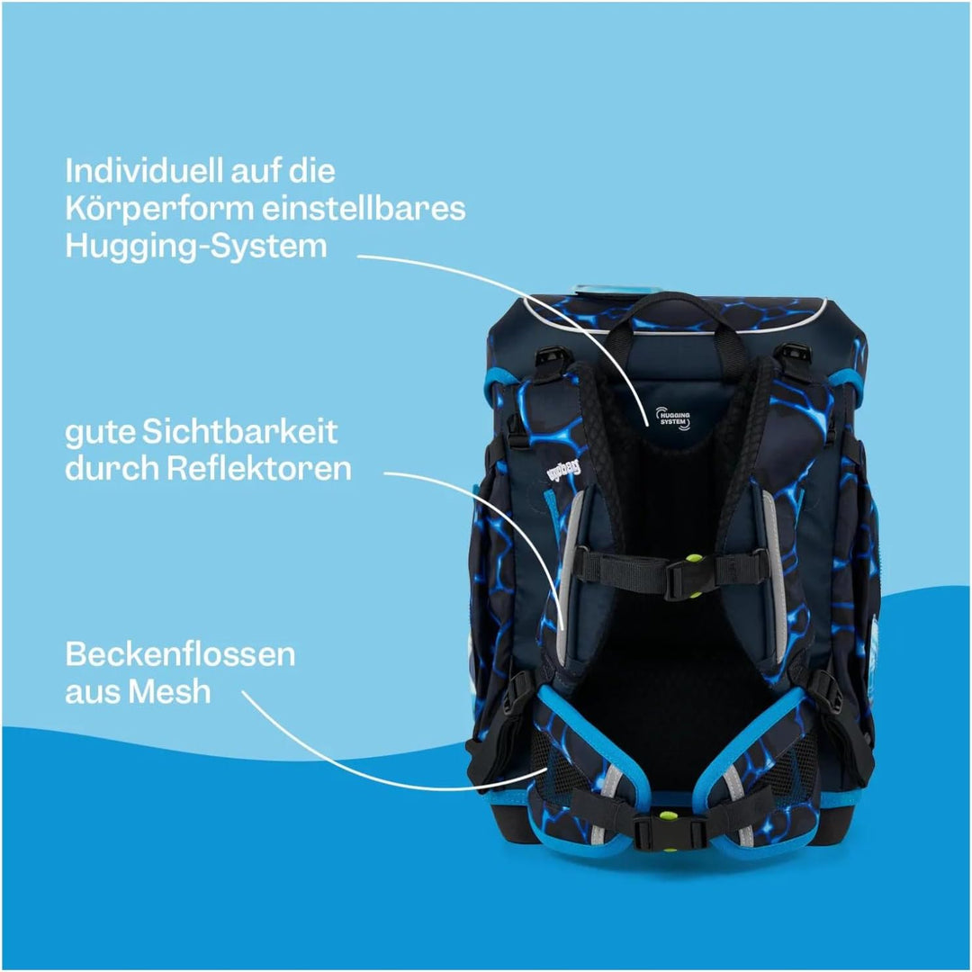 ergobag cubo Light Set ergonomischer Schulranzen, extra leicht, Set 5-teilig, 860 g Ponybäradies - L