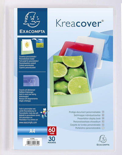 Exacompta 5739E 12er Pack Sichtmappe KeaCover aus Kunststoff DIN A4 mit 30 Klarsichthüllen, 60 Sicht