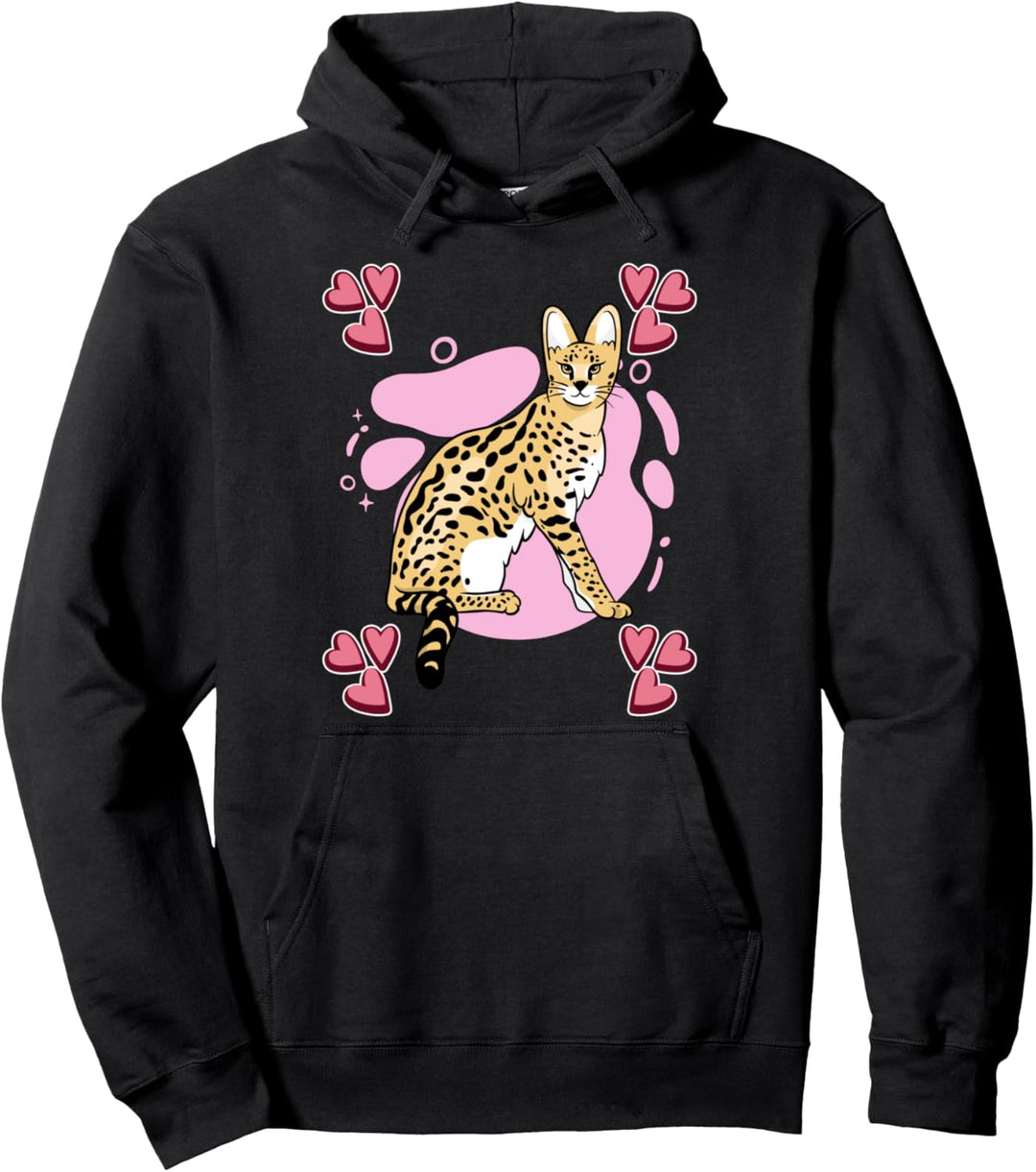 Damen Savannenkatzen Zeichnung Mädchen Savannenkatzen Pullover Hoodie