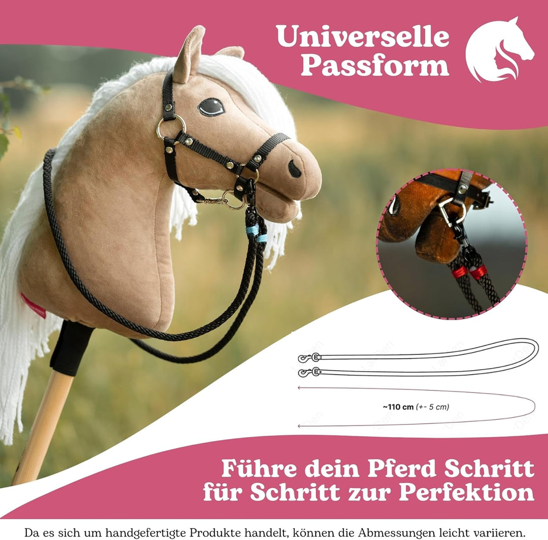 LarDen Hobby Horse Zubehör - Zügel | Czi-Czi (Rot) | Handgefertigt | Steckenpferd, Stockpferd, Hobby