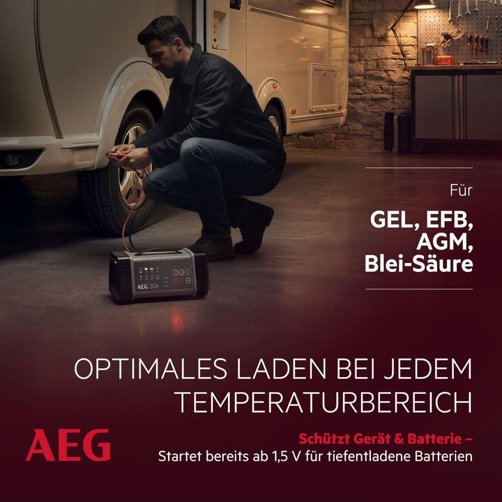 AEG 97025 Mikroprozessor Batterie Ladegerät LT 20 Ampere für 12/24 V, 9-stufig, Power-Supply, automa