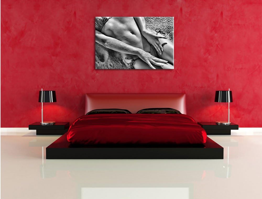 Pixxprint Sexy Frau im Bikini am Strand als Leinwandbild/Grösse: 100x70 cm/Wandbild/Kunstdruck/ferti