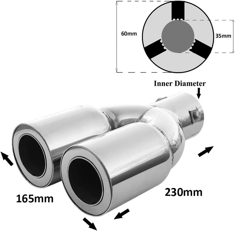 Auspuff Blende Endrohr Doppel Dual Auspuffanlage Doppelrohr Endrohrblende Sportauspuff Schalldampf S