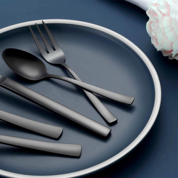 Besteck Set 12 personen, Hunnycook 60-teilig Besteck Schwarz mit Gabeln Löffel Messer, Edelstahl Sch