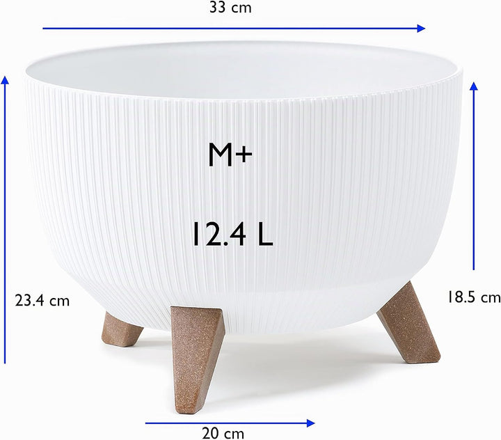 MELTOM Blumentopf Schale mit Füssen Einsatz Kräutertopf Übertopf Pflanzschale Eco Recycled (Weiss, M
