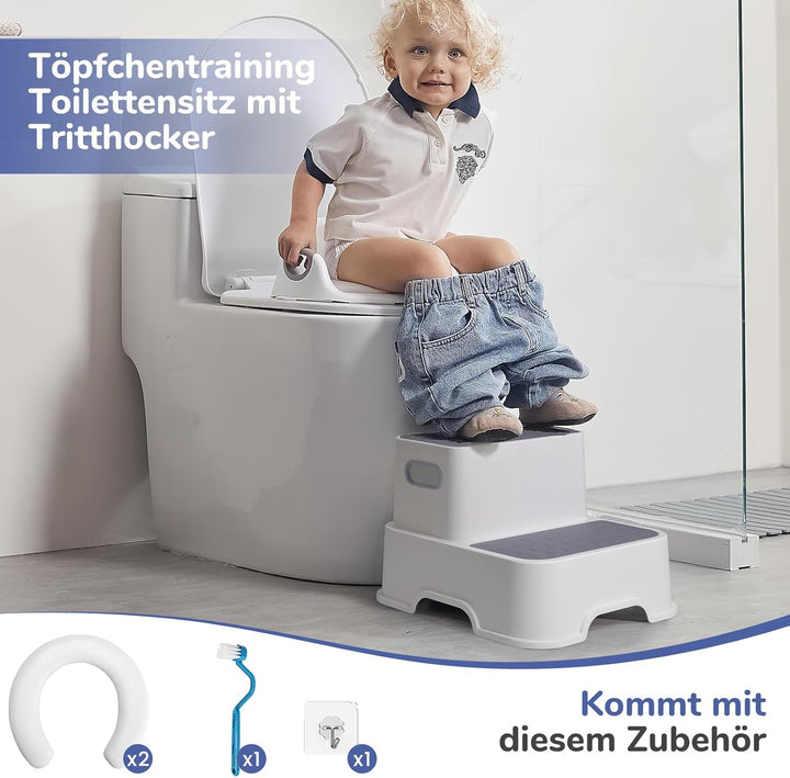 DEANIC Toilettensitz Kinder mit Tritthocker Kinder, Toilettensitz Kinder mit Treppe, WC Sitz Kinder