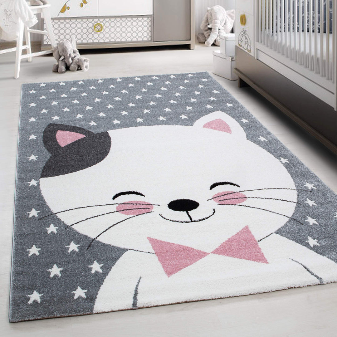 Kinderteppich Niedliches Katze Design Spielteppich Weich & Soft Babyzimmer Spielzimmer Kinderzimmer
