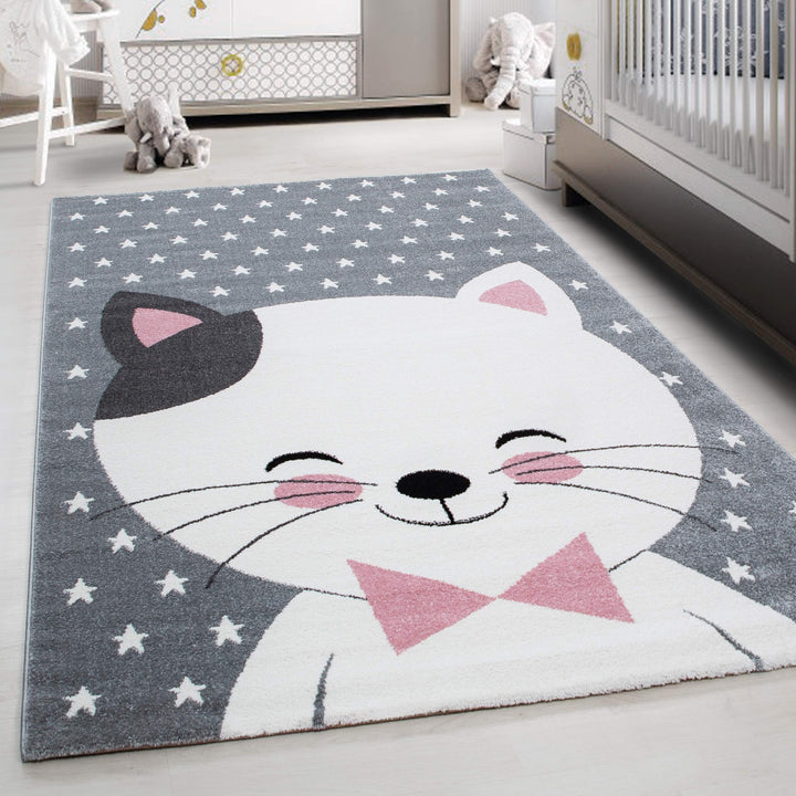 Kinderteppich Niedliches Katze Design Spielteppich Weich & Soft Babyzimmer Spielzimmer Kinderzimmer