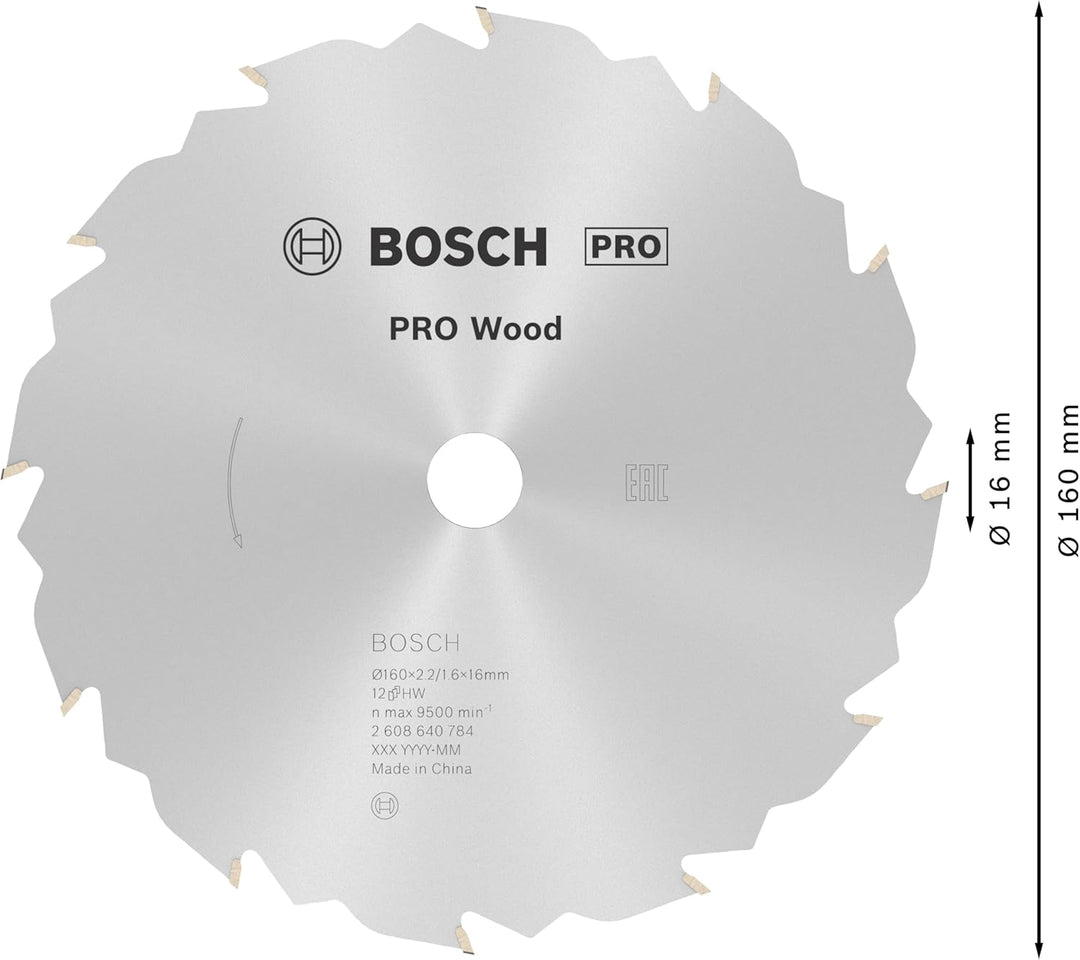 Bosch 1x PRO Wood Kreissägeblatt für Akku-Handkreissägen (für Weichholz, Hartholz, Ø mm, Professiona
