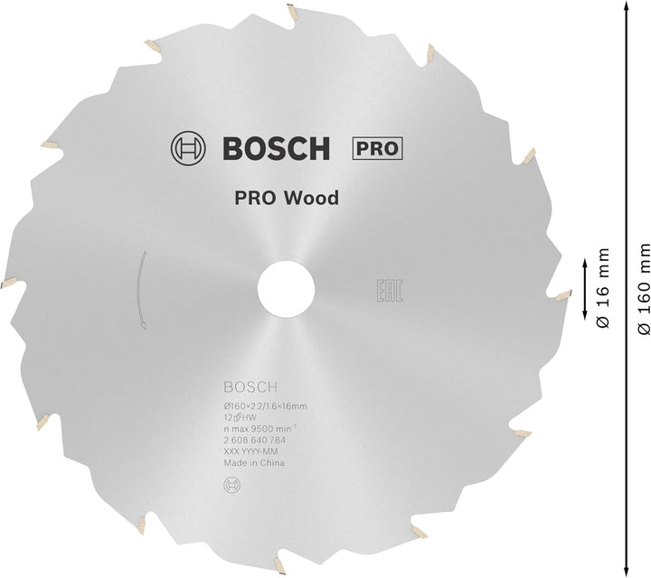 Bosch 1x PRO Wood Kreissägeblatt für Akku-Handkreissägen (für Weichholz, Hartholz, Ø mm, Professiona