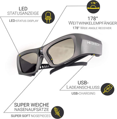 2X Hi-Shock BT/RF Pro Oxid Diamond 3D Brille für 3D TV & RF Beamer von Sony, Epson, Jvc, Samsung, Pa