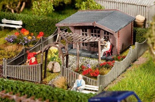 Faller 180491 H0 Schrebergarten mit Gartenlaube Bausatz, 13.9 x 3.7 x 22.4 cm, Braun