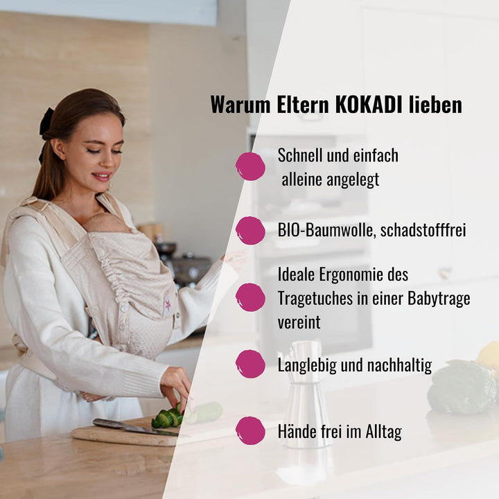 KOKADI Babytrage Flip X - für Neugeborene ab Geburt bis 15kg - ergonomisch, mitwachsend und einfach