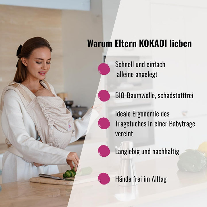KOKADI Babytrage Flip X - für Neugeborene ab Geburt bis 15kg - ergonomisch, mitwachsend und einfach