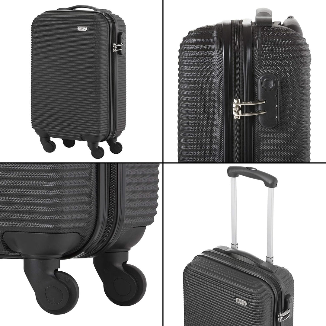 TravelZ Hartschale Handgepäck Koffer 54cm Horizon Reisekoffer Leicht ABS Schwarz, Schwarz