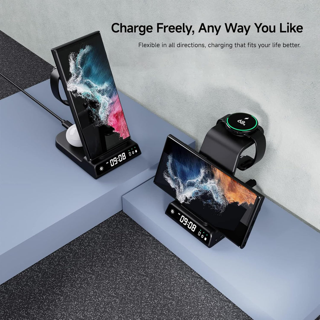leQuiven Induktive Ladestation für Samsung, 3 in 1 Kabelloses Ladestation für Galaxy S24 Ultra/Z Fol