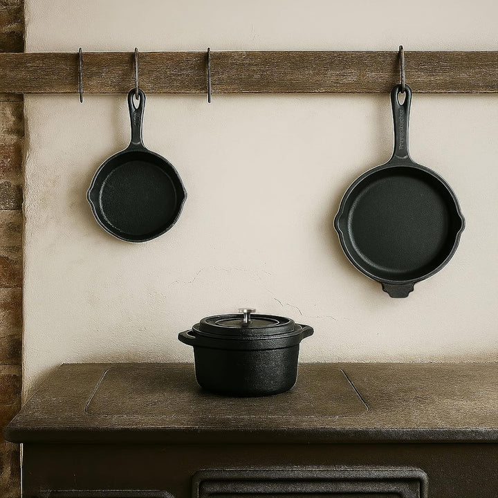 Mini Cocotte 9 cm Gusseisen Emailliert Kleiner Topf mit Deckel, Handgeschmiedeter Emaille Topf Antih