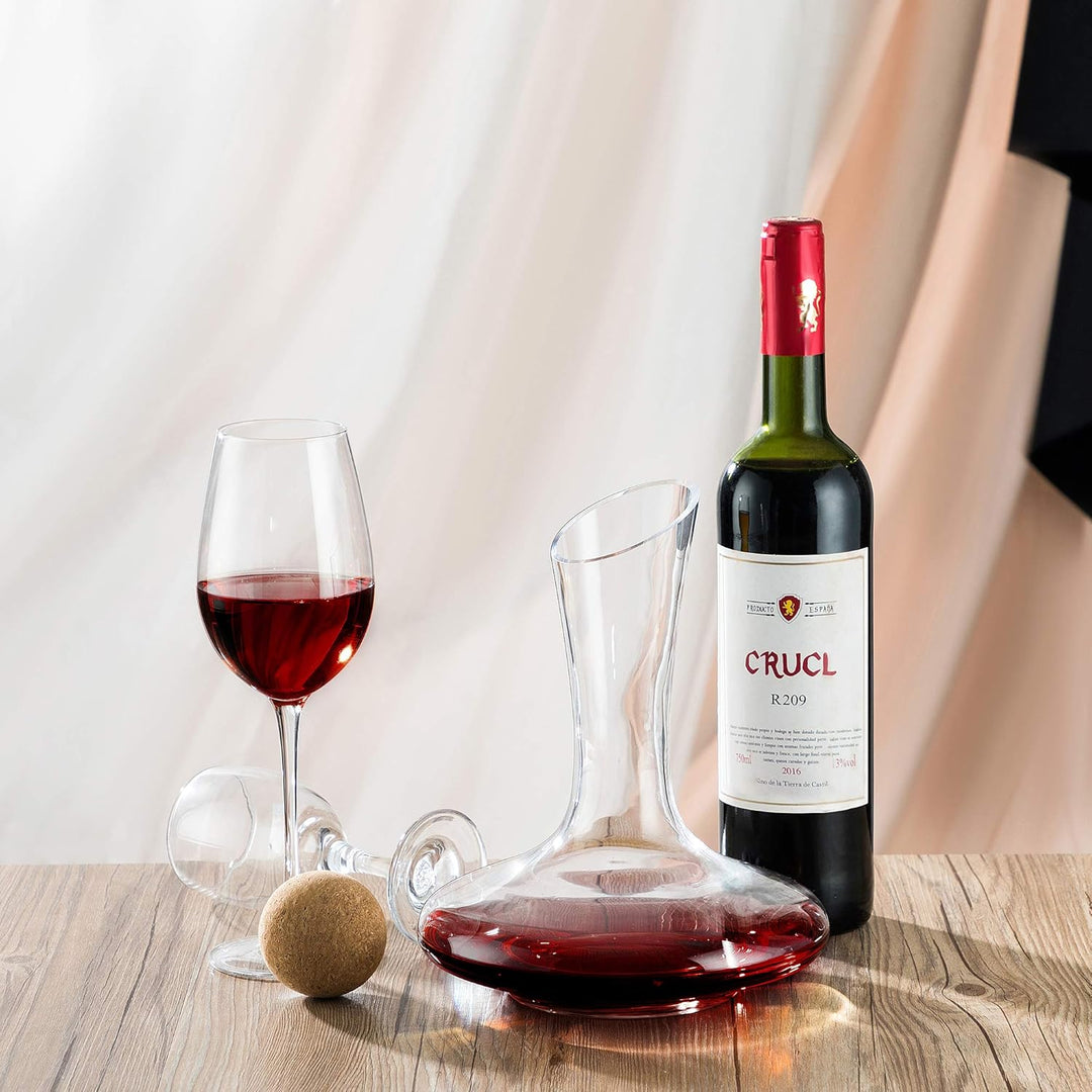 Weinkaraffe Weinbelüfter Set mit Trockenständer, Stopfen, Bürste und Perlen, Dekanter, Weindekanter,