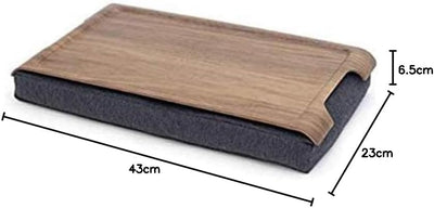 Bosign Kissentablett - Mini Laptray Antislip. Holz. Walnuss. Salz & Pfeffer Grau - 43x23x6,5