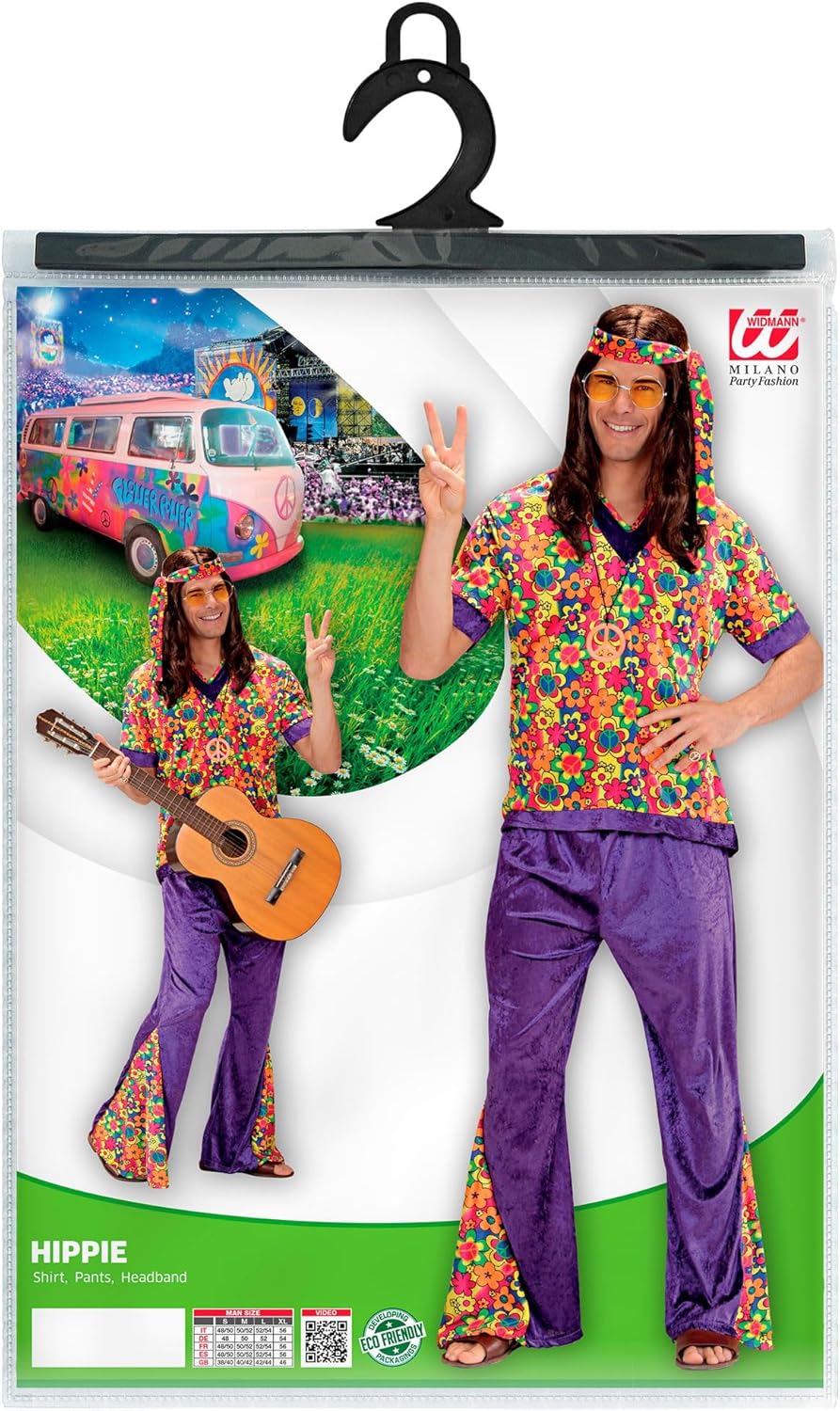 WIDMANN 7418M COSTUME UOMO HIPPIE DUDE XL VIOLA #7330, XL