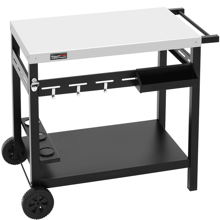 Royal Gourmet Grillwagen Rollwagen mit Edelstahl-Platte für Tischgrill und Pizzaofen, Outdoor Servie