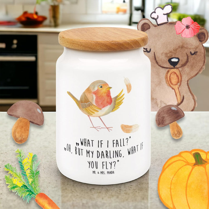 Mr. & Mrs. Panda Dose Rotkehlchen Federn - Geschenk, Vogel, Frischhaltedose, Vorratsbehälter, Lustig