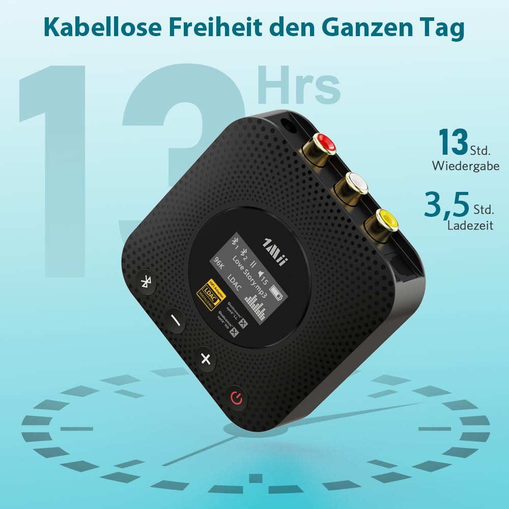 1Mii B06HD+ Hi-Res Bluetooth 5.1 Musik Empfänger für Stereoanlage mit LDAC, HiFi Bluetooth Adapter m