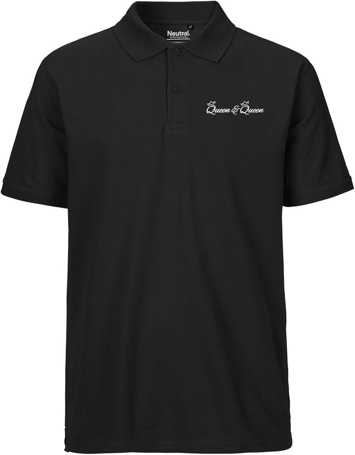 Herren Polo Shirt Queen & Queen Krone Geschenk Oberteil Grösse S-3XL Bio Baumwolle Fairtrade Queen &