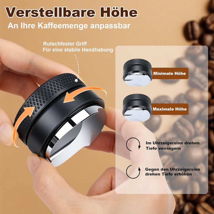 mobumeia Espresso Tamper 51 mm, Distributor 51mm, Espresso Zubehör mit Silikonkissen, Kaffeestampfer