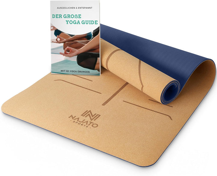 Sports Yogamatte Kork – Rutschfeste Yoga Matte mit Tragegurt & E-Book (PDF Datei) – Trainingsmatte 1