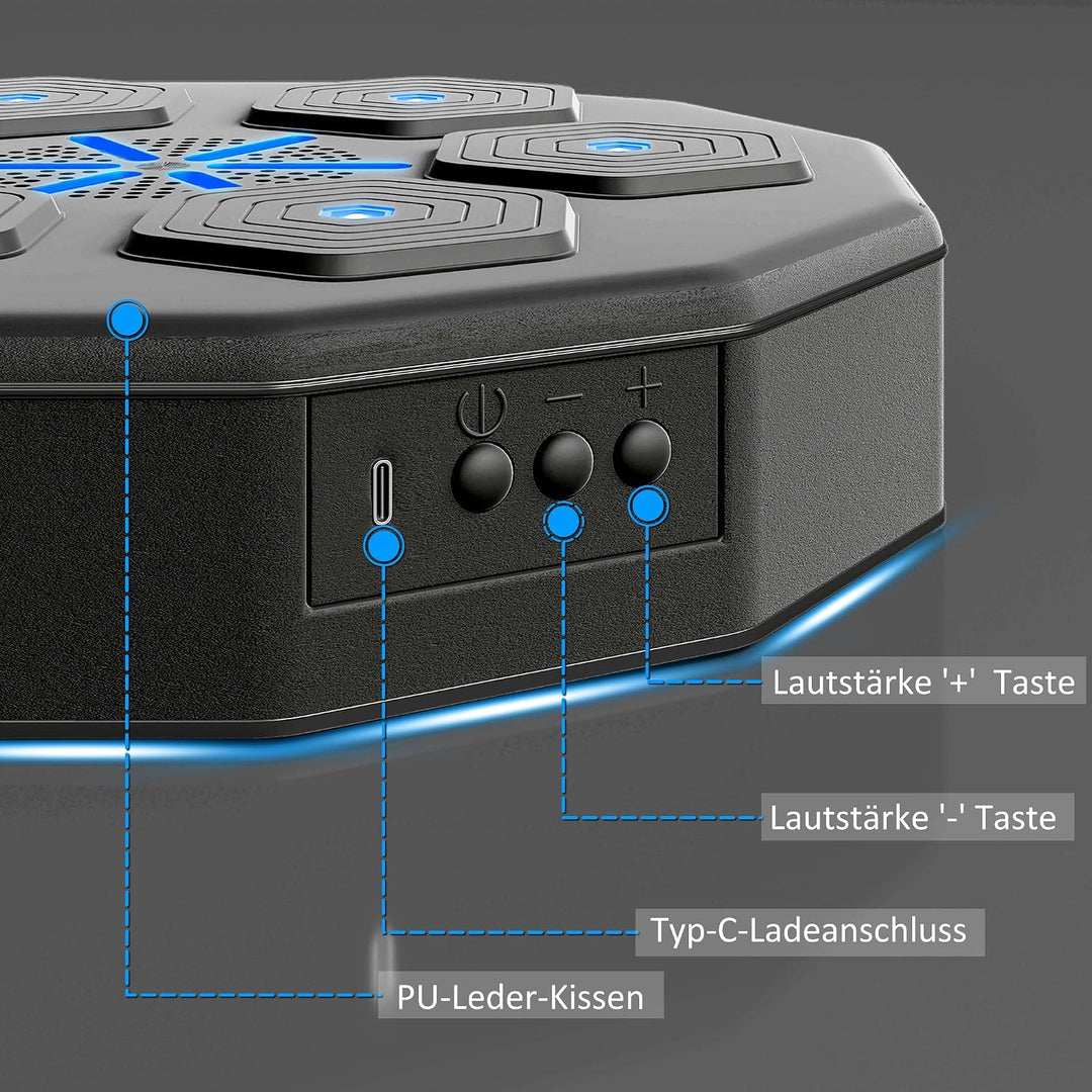 SPORTNOW Music Boxing Machine, Smart Boxziel für Erwachsene, Schwarz | Wandmontiertes Boxziel mit LE