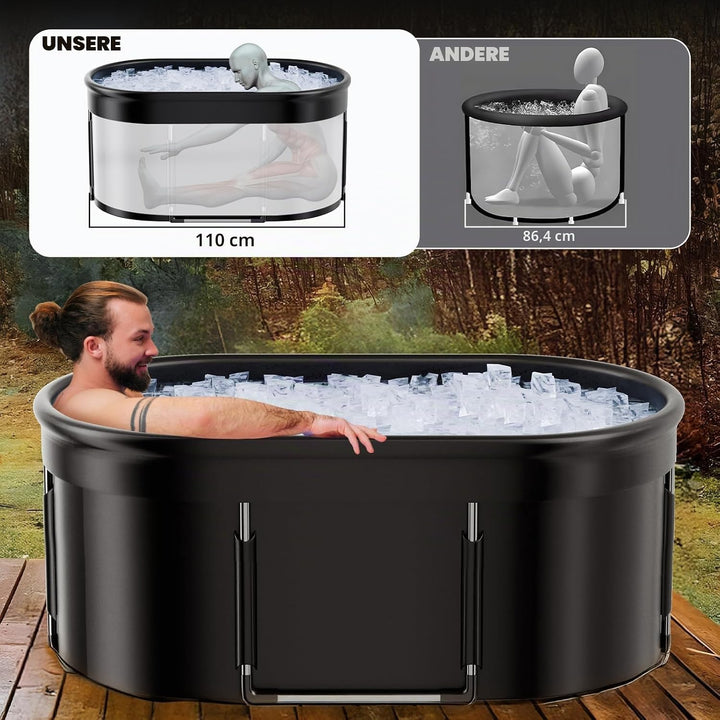 Premium 120 cm ovales Eisbad, Mobile Faltbare Badewanne, Eisbad-Kaltwasserbad für die Erholung im Fr
