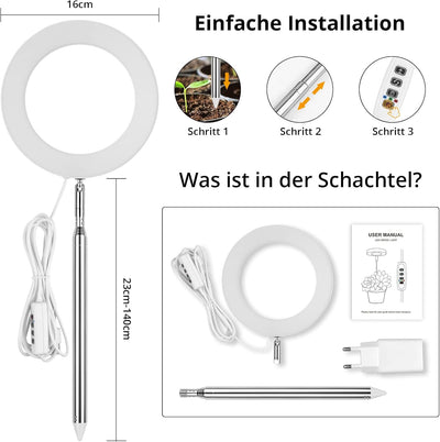 Sondiko LED Pflanzenlampe, Pflanzenlampen Vollspektrum Bis Zu 140 CM Höhe Mit 72 LEDs, 3 Beleuchtung